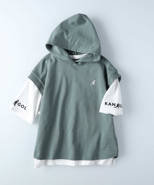 KANGOL KIDS（カンゴールキッズ）の「【KANGOL】パーカーベストレイヤードＴ（Tシャツ/カットソー・キッズ・ブラック/カーキブラウン・150/140/120/105/130/160）」の16枚目の写真
