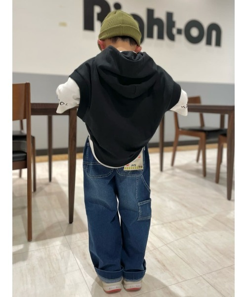 KANGOL KIDS（カンゴールキッズ）の「【KANGOL】パーカーベストレイヤードＴ（Tシャツ/カットソー・キッズ・ブラック/カーキブラウン・150/140/120/105/130/160）」の9枚目の写真