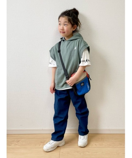 KANGOL KIDS（カンゴールキッズ）の「【KANGOL】パーカーベストレイヤードＴ（Tシャツ/カットソー・キッズ・ブラック/カーキブラウン・150/140/120/105/130/160）」の10枚目の写真