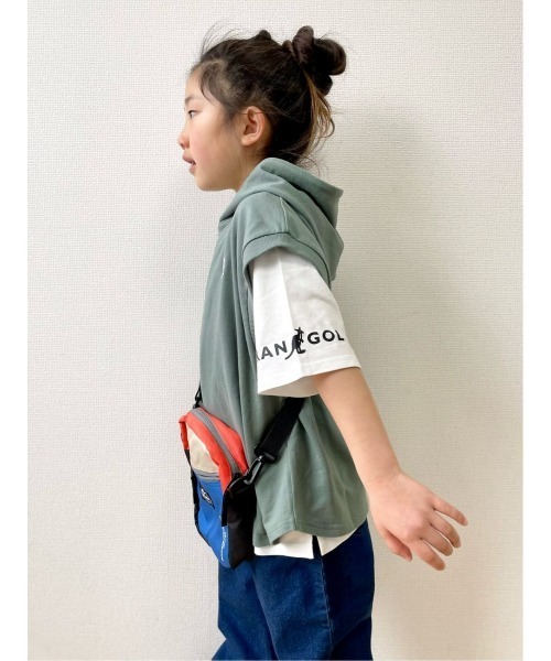 KANGOL KIDS（カンゴールキッズ）の「【KANGOL】パーカーベストレイヤードＴ（Tシャツ/カットソー・キッズ・ブラック/カーキブラウン・150/140/120/105/130/160）」の11枚目の写真