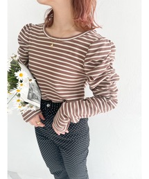 JUMELLE | パフボーダートップ(Tシャツ/カットソー)