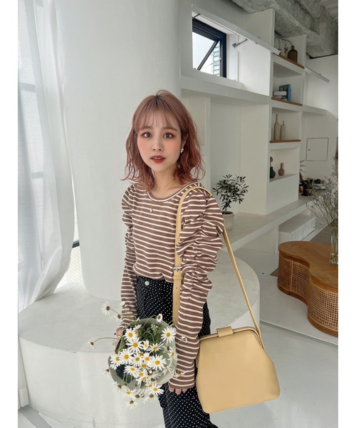 JUMELLE(ジュメロ)の「パフボーダートップ(Tシャツ/カットソー・レディース・ブラック/ブラウン・FREE)」の15枚目の写真