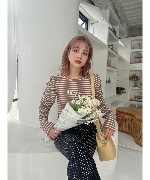 JUMELLE(ジュメロ)の「パフボーダートップ(Tシャツ/カットソー・レディース・ブラック/ブラウン・FREE)」の17枚目の写真