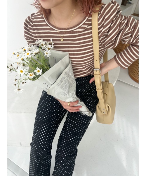 JUMELLE(ジュメロ)の「パフボーダートップ(Tシャツ/カットソー・レディース・ブラック/ブラウン・FREE)」の18枚目の写真