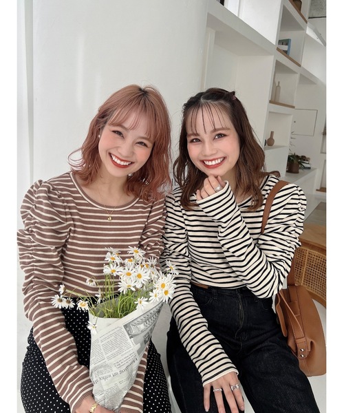 JUMELLE(ジュメロ)の「パフボーダートップ(Tシャツ/カットソー・レディース・ブラック/ブラウン・FREE)」の12枚目の写真