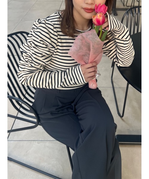 JUMELLE(ジュメロ)の「パフボーダートップ(Tシャツ/カットソー・レディース・ブラック/ブラウン・FREE)」の8枚目の写真