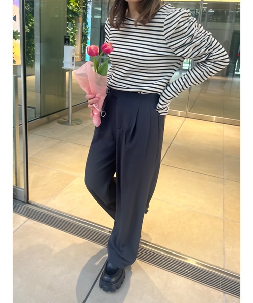 JUMELLE(ジュメロ)の「パフボーダートップ(Tシャツ/カットソー・レディース・ブラック/ブラウン・FREE)」の9枚目の写真