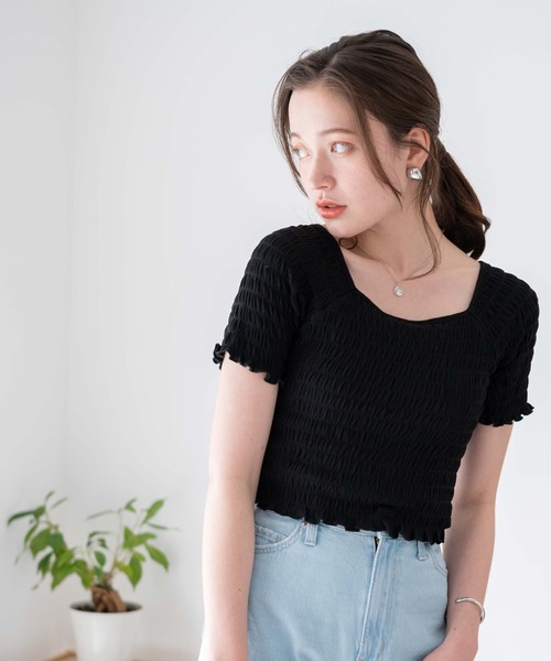 WEGO(ウィゴー)の「WEGO/スクエアネックシャーリングメロウT(Tシャツ/カットソー・レディース・ホワイト/レッド/ブラック・FREE)」の18枚目の写真