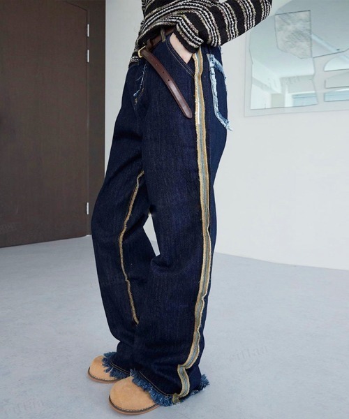 Dalfwin（ダールフィン）の「韓国ファッション アウトステッチダメージデニムパンツ ジーンズ（デニムパンツ・レディース・ブラック/ダークブルー・SMALL/MEDIUM/LARGE）」の17枚目の写真