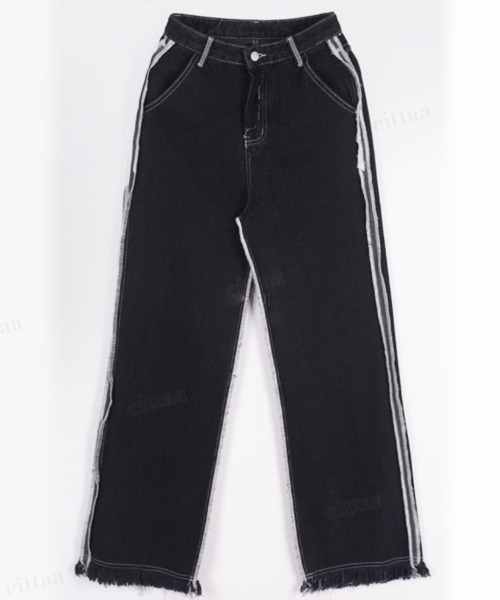 Dalfwin（ダールフィン）の「韓国ファッション アウトステッチダメージデニムパンツ ジーンズ（デニムパンツ・レディース・ブラック/ダークブルー・SMALL/MEDIUM/LARGE）」の12枚目の写真