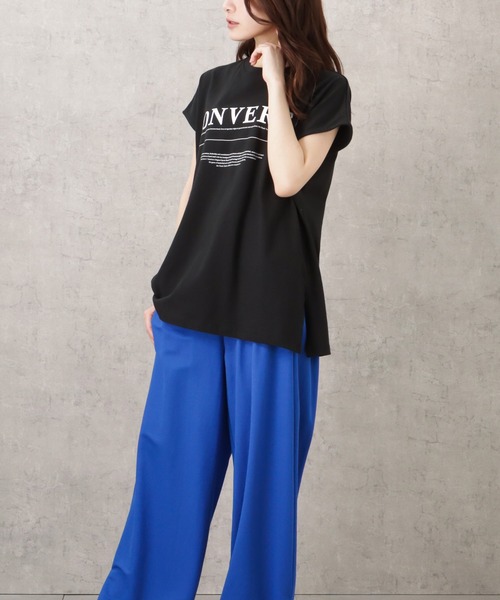 CONVERSE(コンバース)の「CONVERSE コンバース サイドスリット入りフレンチスリーブTシャツ(Tシャツ/カットソー・レディース・ブラック/ホワイト/ライトベージュ・L/M)」の10枚目の写真