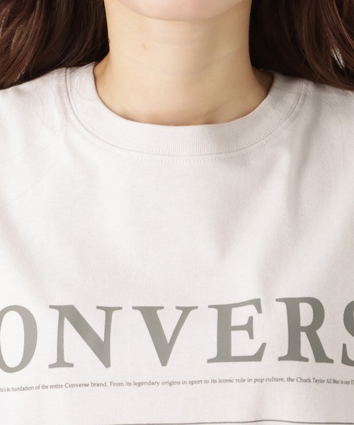 CONVERSE(コンバース)の「CONVERSE コンバース サイドスリット入りフレンチスリーブTシャツ(Tシャツ/カットソー・レディース・ブラック/ホワイト/ライトベージュ・L/M)」の9枚目の写真