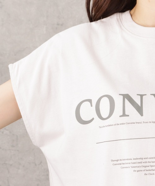 CONVERSE(コンバース)の「CONVERSE コンバース サイドスリット入りフレンチスリーブTシャツ(Tシャツ/カットソー・レディース・ブラック/ホワイト/ライトベージュ・L/M)」の11枚目の写真