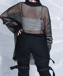 レフレム セパレートクロップメッシュ メッシュ ニット ロングスリーブカットソー レフレム セパレートクロップメッシュ メッシュ ニット ロング