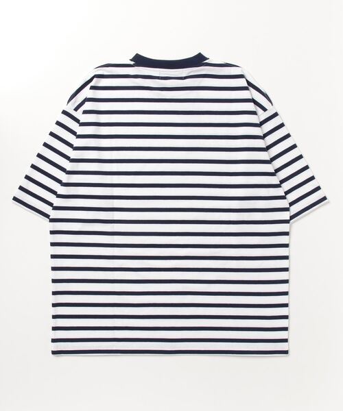 ８(eight)（エイト）の「ボーダー半袖Tシャツ（Tシャツ/カットソー・メンズ・ホワイト×ネイビー/ホワイト×ブルー/ホワイト×ブラック・MEDIUM/LARGE/X-LARGE）」の4枚目の写真