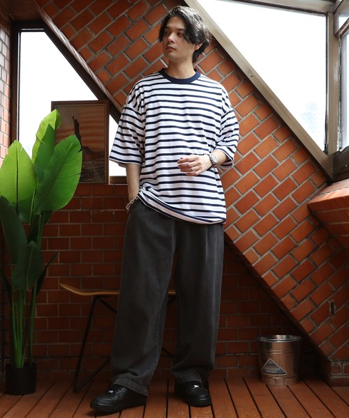 ８(eight)（エイト）の「ボーダー半袖Tシャツ（Tシャツ/カットソー・メンズ・ホワイト×ネイビー/ホワイト×ブルー/ホワイト×ブラック・MEDIUM/LARGE/X-LARGE）」の20枚目の写真