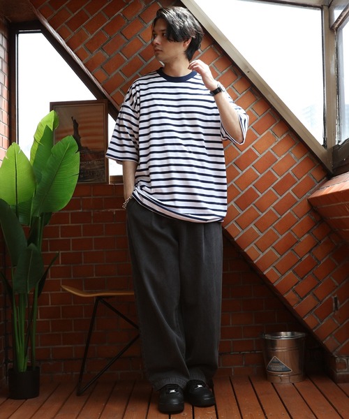 ８(eight)（エイト）の「ボーダー半袖Tシャツ（Tシャツ/カットソー・メンズ・ホワイト×ネイビー/ホワイト×ブルー/ホワイト×ブラック・MEDIUM/LARGE/X-LARGE）」の21枚目の写真