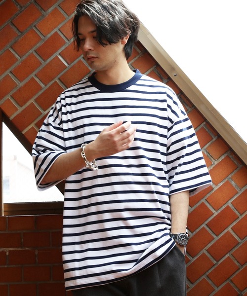 ８(eight)（エイト）の「ボーダー半袖Tシャツ（Tシャツ/カットソー・メンズ・ホワイト×ネイビー/ホワイト×ブルー/ホワイト×ブラック・MEDIUM/LARGE/X-LARGE）」の8枚目の写真