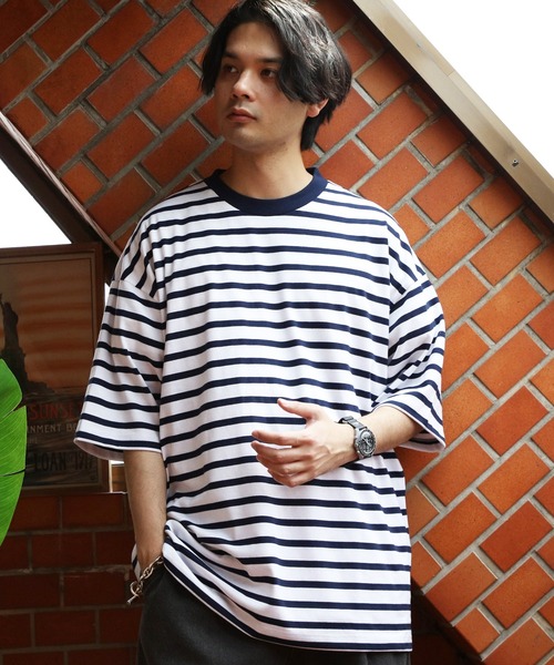 ８(eight)（エイト）の「ボーダー半袖Tシャツ（Tシャツ/カットソー・メンズ・ホワイト×ネイビー/ホワイト×ブルー/ホワイト×ブラック・MEDIUM/LARGE/X-LARGE）」の15枚目の写真