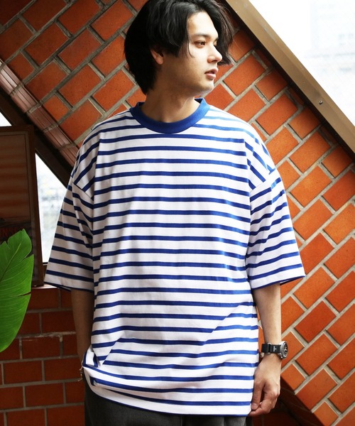８(eight)（エイト）の「ボーダー半袖Tシャツ（Tシャツ/カットソー・メンズ・ホワイト×ネイビー/ホワイト×ブルー/ホワイト×ブラック・MEDIUM/LARGE/X-LARGE）」の9枚目の写真