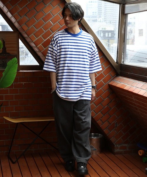 ８(eight)（エイト）の「ボーダー半袖Tシャツ（Tシャツ/カットソー・メンズ・ホワイト×ネイビー/ホワイト×ブルー/ホワイト×ブラック・MEDIUM/LARGE/X-LARGE）」の11枚目の写真