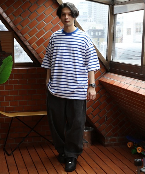 ８(eight)（エイト）の「ボーダー半袖Tシャツ（Tシャツ/カットソー・メンズ・ホワイト×ネイビー/ホワイト×ブルー/ホワイト×ブラック・MEDIUM/LARGE/X-LARGE）」の12枚目の写真