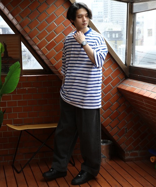 ８(eight)（エイト）の「ボーダー半袖Tシャツ（Tシャツ/カットソー・メンズ・ホワイト×ネイビー/ホワイト×ブルー/ホワイト×ブラック・MEDIUM/LARGE/X-LARGE）」の13枚目の写真