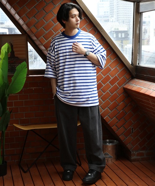 ８(eight)（エイト）の「ボーダー半袖Tシャツ（Tシャツ/カットソー・メンズ・ホワイト×ネイビー/ホワイト×ブルー/ホワイト×ブラック・MEDIUM/LARGE/X-LARGE）」の14枚目の写真