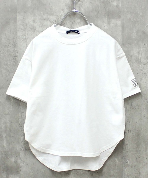 THE CASUAL(カジュアル)の「BIGシルエット 無地半袖ヘムT(Tシャツ/カットソー・キッズ・オフホワイト/ベージュ/ダークグリーン/杢グレー/チャコール/ブラック・160cm/140cm/120cm/150cm/130cm/110cm)」の14枚目の写真