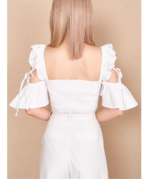 Darich(ダーリッチ)の「オープンショルダーリボンブラウス(シャツ/ブラウス・レディース・ホワイト/サックスブルー/ブラック・FREE)」の14枚目の写真