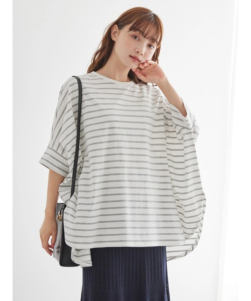 AMERICAN HOLIC(アメリカンホリック)の「ボーダーポンチョカットチュニック2(Tシャツ/カットソー・レディース・グレー系その他・M/L)」の2枚目の写真