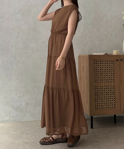 apres jour clair（アプレジュールクレア）の「【apres jour clair】楊柳ティアードワンピース【ZOZOTOWN限定アイテム】（ワンピース・レディース・ベージュ/ブラウン系その他/グリーン系その他/ピンク・フリー/X-LARGE）」の18枚目の写真