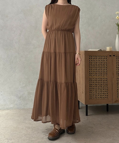 apres jour clair（アプレジュールクレア）の「【apres jour clair】楊柳ティアードワンピース【ZOZOTOWN限定アイテム】（ワンピース・レディース・ベージュ/ブラウン系その他/グリーン系その他/ピンク・フリー/X-LARGE）」の14枚目の写真