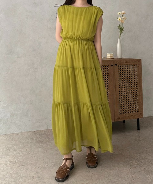 apres jour clair（アプレジュールクレア）の「【apres jour clair】楊柳ティアードワンピース【ZOZOTOWN限定アイテム】（ワンピース・レディース・ベージュ/ブラウン系その他/グリーン系その他/ピンク・フリー/X-LARGE）」の20枚目の写真