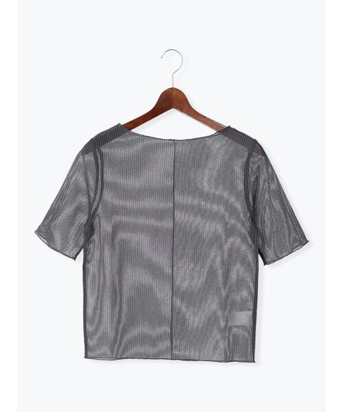 Te chichi（テチチ）の「シアーストライプ5分袖プルオーバー（Tシャツ/カットソー・レディース・チャコールグレー/オフホワイト/グリーン・F）」の9枚目の写真