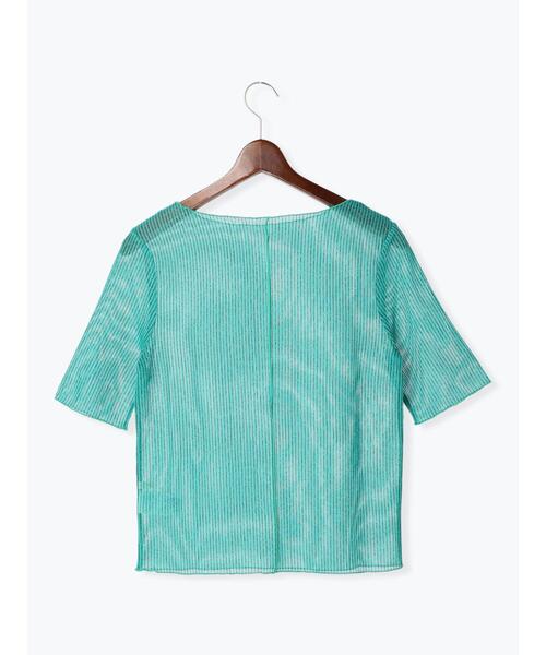 Te chichi（テチチ）の「シアーストライプ5分袖プルオーバー（Tシャツ/カットソー・レディース・チャコールグレー/オフホワイト/グリーン・F）」の11枚目の写真