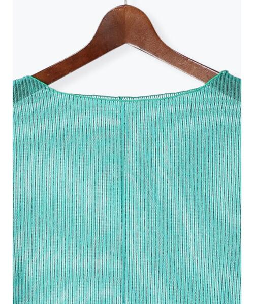 Te chichi（テチチ）の「シアーストライプ5分袖プルオーバー（Tシャツ/カットソー・レディース・チャコールグレー/オフホワイト/グリーン・F）」の12枚目の写真