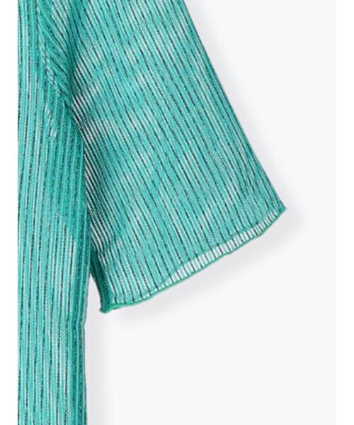 Te chichi（テチチ）の「シアーストライプ5分袖プルオーバー（Tシャツ/カットソー・レディース・チャコールグレー/オフホワイト/グリーン・F）」の13枚目の写真