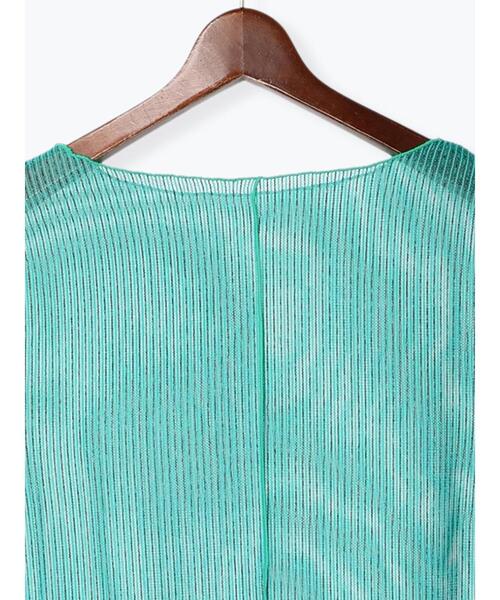 Te chichi（テチチ）の「シアーストライプ5分袖プルオーバー（Tシャツ/カットソー・レディース・チャコールグレー/オフホワイト/グリーン・F）」の15枚目の写真