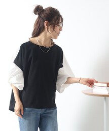 SHOO・LA・RUE | ボリューム袖が華奢見え。異素材ねじりトップス(Tシャツ/カットソー)