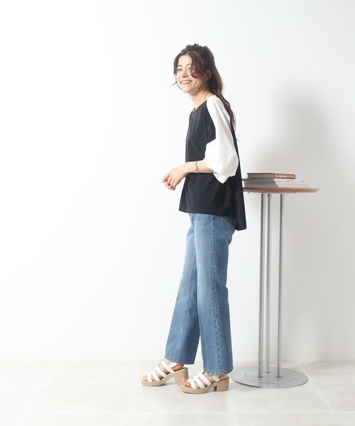 SHOO・LA・RUE（シューラルー）の「◆ボリューム袖が華奢見え。異素材ねじりトップス（Tシャツ/カットソー・レディース・ブラック系4/ライトグリーン系/ベージュ系その他7・00）」の6枚目の写真