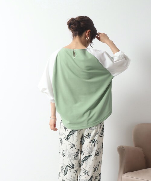 SHOO・LA・RUE（シューラルー）の「◆ボリューム袖が華奢見え。異素材ねじりトップス（Tシャツ/カットソー・レディース・ブラック系4/ライトグリーン系/ベージュ系その他7・00）」の8枚目の写真