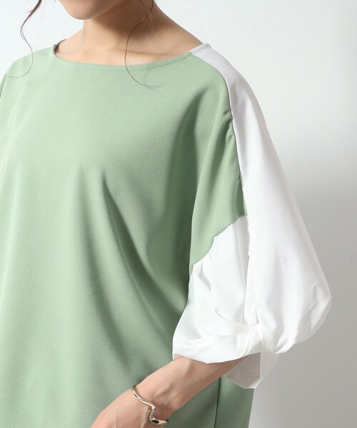 SHOO・LA・RUE（シューラルー）の「◆ボリューム袖が華奢見え。異素材ねじりトップス（Tシャツ/カットソー・レディース・ブラック系4/ライトグリーン系/ベージュ系その他7・00）」の20枚目の写真