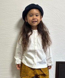 衿お花刺繍・衿レース白長袖ブラウス