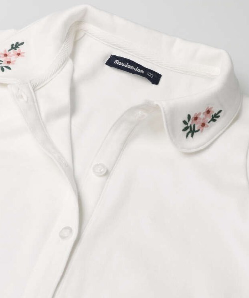 Moujonjon（ムージョンジョン）の「衿お花刺繍・衿レース白長袖ブラウス（シャツ/ブラウス・キッズ・その他3/その他1・120/140/130/90/110/100）」の4枚目の写真