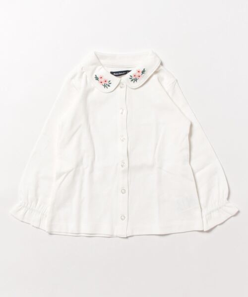 Moujonjon（ムージョンジョン）の「衿お花刺繍・衿レース白長袖ブラウス（シャツ/ブラウス・キッズ・その他3/その他1・120/140/130/90/110/100）」の7枚目の写真