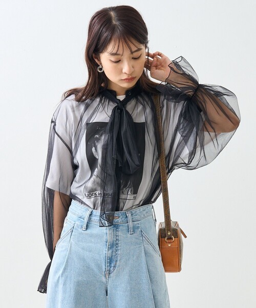 FREAK'S STORE(フリークスストア)の「チュールボウタイブラウス(シャツ/ブラウス・レディース・オフホワイト/ブラック/ベージュ・フリ-)」の12枚目の写真