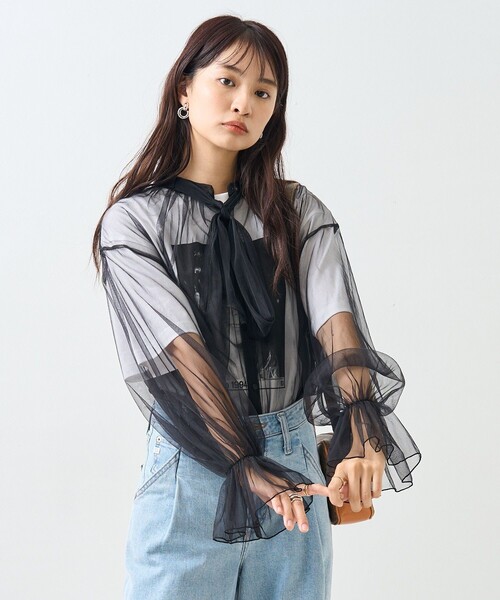 FREAK'S STORE(フリークスストア)の「チュールボウタイブラウス(シャツ/ブラウス・レディース・オフホワイト/ブラック/ベージュ・フリ-)」の13枚目の写真