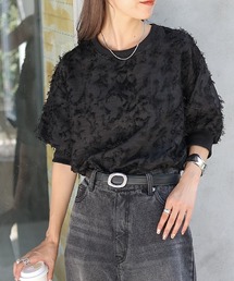 COLONY 2139 | フリンジジャガードクルーネックパフスリーブプルオーバー(シャツ/ブラウス)