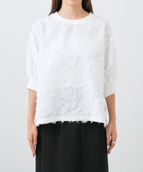 COLONY 2139（コロニートゥーワンスリーナイン）の「フリンジジャガードクルーネックパフスリーブプルオーバー（シャツ/ブラウス・レディース・オフホワイト/ブラック・FREE）」の15枚目の写真